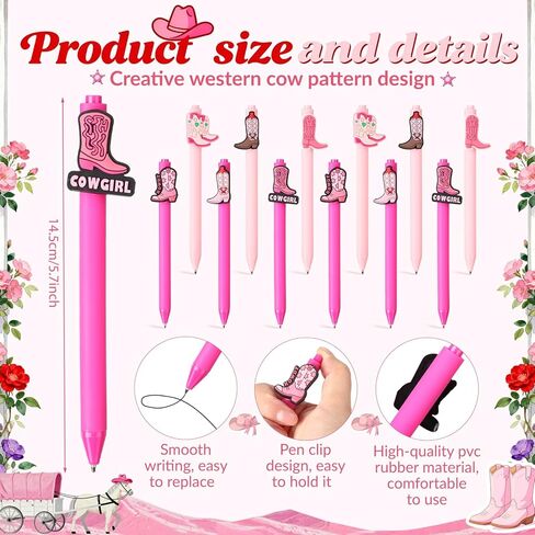 52 Pack Western Cowgirl Gifts for Women, Included 12 Pcs 0.5mm Black Ink Cowgirl Cowboy Boot Theme Ballpoint Pens Bulk Western Cowgirl Stickers for Women Cowboy Cowgirl Horse Lover Gifts in Saudi Arabia