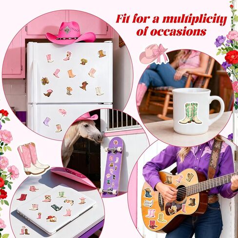 52 Pack Western Cowgirl Gifts for Women, Included 12 Pcs 0.5mm Black Ink Cowgirl Cowboy Boot Theme Ballpoint Pens Bulk Western Cowgirl Stickers for Women Cowboy Cowgirl Horse Lover Gifts in Saudi Arabia
