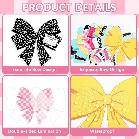 50Pcs Back to School Cutouts Composition Notebook Pencil Coquette Bow Paper Cutouts First Day of School Bulletin Board Decorations for Classroom Party Supplies Teacher Chalkboard Door Wall Decor in Saudi Arabia