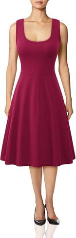 BOFETA Womens Sleeveless Flared Tank Swing Tunic Dresses Summer Simple Casual Dress in Kuwait