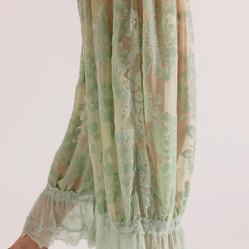 Women Lace Trim Long Bloomers Y2k Elastic Mid Rise Floral Ruffle Pantaloons Flared Slips Pants Pajama Bottoms in Saudi Arabia
