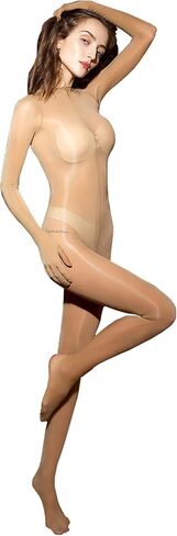 بدلة LESOYA للرجال 8D فائقة النحافة من النايلون الشفاف، بدلة Catsuit بزيت لامع مع 5 قفازات للأصابع in Kuwait