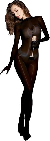 بدلة LESOYA للرجال 8D فائقة النحافة من النايلون الشفاف، بدلة Catsuit بزيت لامع مع 5 قفازات للأصابع in Kuwait