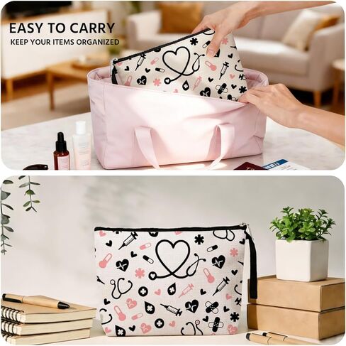 هدايا الممرضات، حقيبة مكياج، ملحقات الممرضات لأساسيات العمل، تقدير التمريض، هدايا أسبوع الممرضات للنساء، حقيبة أدوات الزينة RN، حقائب مستحضرات التجميل ليوم التخرج وأعياد الميلاد in Kuwait