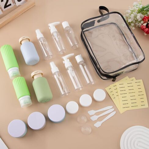 Travel Bottles for Toiletries, 25 Pack TSA Approved Travel Size Containers for Toiletries, Leak Proof Refillable & Squeezable Toiletry Bottles Kit with Clear Bag for Shampoo Lotion Cream Conditioner in Saudi Arabia