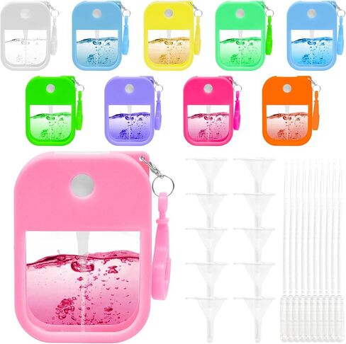 10 Pcs Portable Card Spray Bottle 1.29oz Refillable Perfume Bottle Reusable Leakproof Water Spray Bottle with Keychain for Cosmetic 10 Color in Saudi Arabia