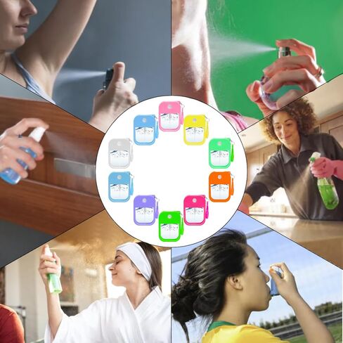 10 Pcs Portable Card Spray Bottle 1.29oz Refillable Perfume Bottle Reusable Leakproof Water Spray Bottle with Keychain for Cosmetic 10 Color in Saudi Arabia