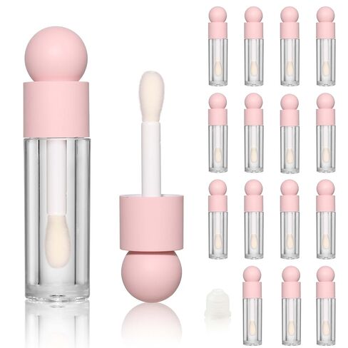COSIDEA 16pcs Empty 5ml Pink lip gloss tubes with big wand large deo foot brush lipgloss tube container for lip oil in Kuwait