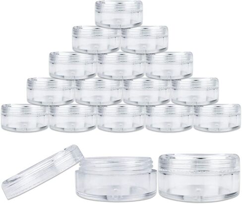 (Quantity: 1000 Pieces) Beauticom 5G/5ML Round Clear Jars with Screw Cap Lid for Makeup, Lotion, Creams, Eyeshadow, Cosmetic Product Samples - BPA Free in Kuwait