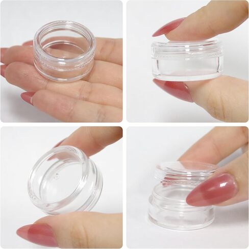 (Quantity: 1000 Pieces) Beauticom 5G/5ML Round Clear Jars with Screw Cap Lid for Makeup, Lotion, Creams, Eyeshadow, Cosmetic Product Samples - BPA Free in Kuwait