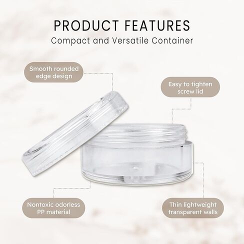 (Quantity: 1000 Pieces) Beauticom 5G/5ML Round Clear Jars with Screw Cap Lid for Makeup, Lotion, Creams, Eyeshadow, Cosmetic Product Samples - BPA Free in Kuwait