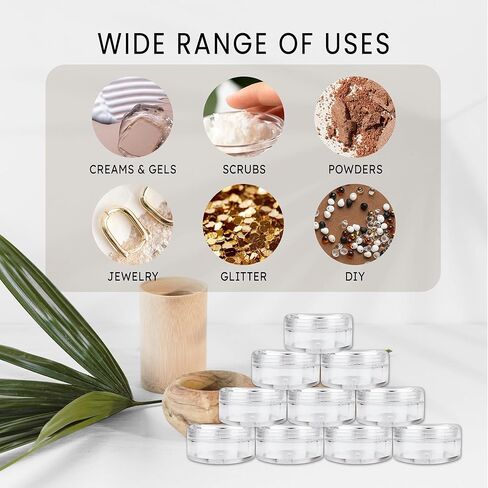 (Quantity: 1000 Pieces) Beauticom 5G/5ML Round Clear Jars with Screw Cap Lid for Makeup, Lotion, Creams, Eyeshadow, Cosmetic Product Samples - BPA Free in Kuwait