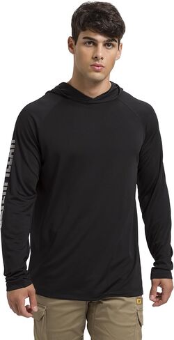 CAT Men's Lightweight Cooling Hooded Long Sleeve T-Shirt, Black, XX-Large in Saudi Arabia
