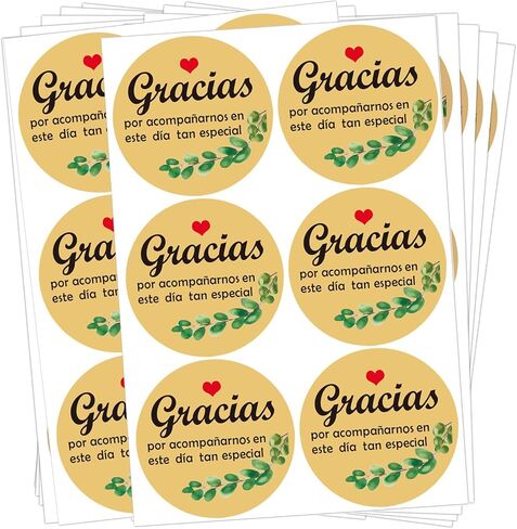 ملصق Gracias شكرًا لك، 2 بوصة Gracias Por Acompañarnos Favor Labels لحفل زفاف العروس، حمام الطفل الإسباني (120 قطعة) in Kuwait