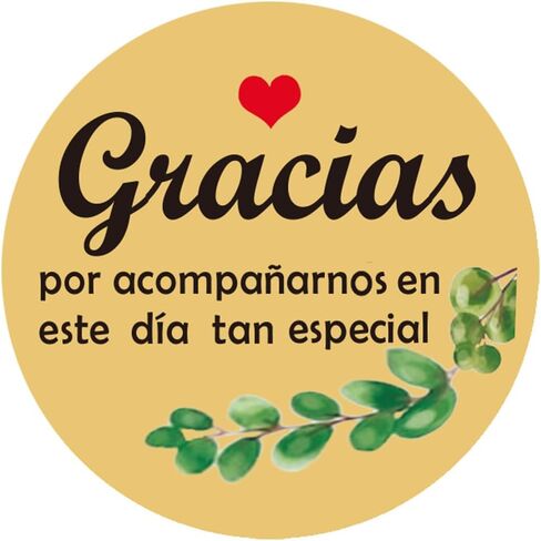 ملصق Gracias شكرًا لك، 2 بوصة Gracias Por Acompañarnos Favor Labels لحفل زفاف العروس، حمام الطفل الإسباني (120 قطعة) in Kuwait