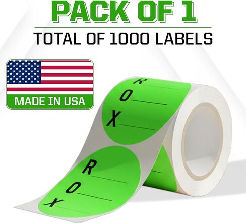 تلقت ROX ملصقات انتهاء الصلاحية المفتوحة - ملصقات جرد مستديرة مقاس 1.5 بوصة، 1000 ملصق لكل لفة للحاويات والزجاجات والجرار والتعليب والتخزين in Kuwait