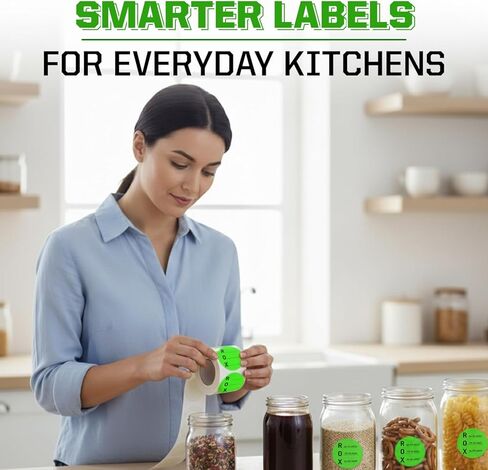 تلقت ROX ملصقات انتهاء الصلاحية المفتوحة - ملصقات جرد مستديرة مقاس 1.5 بوصة، 1000 ملصق لكل لفة للحاويات والزجاجات والجرار والتعليب والتخزين in Kuwait