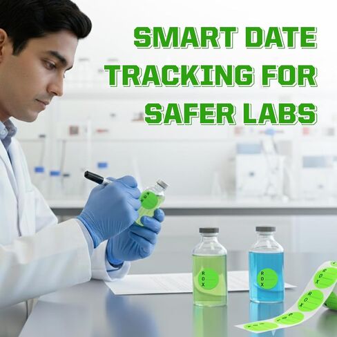 تلقت ROX ملصقات انتهاء الصلاحية المفتوحة - ملصقات جرد مستديرة مقاس 1.5 بوصة، 1000 ملصق لكل لفة للحاويات والزجاجات والجرار والتعليب والتخزين in Kuwait