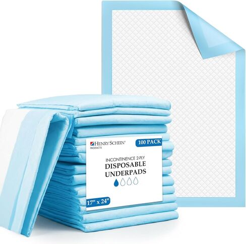 Disposable Underpads 17'' x 24'' (100-Count) Incontinence Pads, Bed Covers, Puppy Training | Thick, Super Absorbent Protection for Kids, Adults, Elderly | Liquid, Urine, Accidents in Kuwait