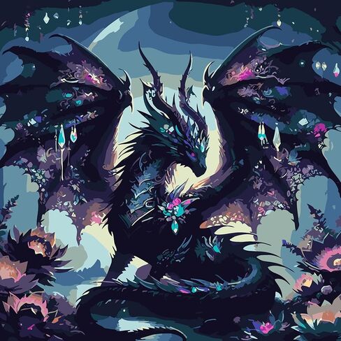 ekuxom dragon paint by number kit for bealder beginner black dragon anta by by kits number kits easy paint by nurm in Kuwait
