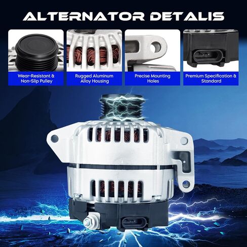 13944N New Alternator 2.2L for Chevy Cavalier Pontiac Sunfire 02-05 (Only for DOHC), for Malibu 2.2L 04-05 fits Plug(L-F), for Saturn Ion 2.2L 03-07 Vue 02-07, for Alero Grand Am 2.2L 02-04, 105Amp in Saudi Arabia