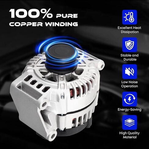 13944N New Alternator 2.2L for Chevy Cavalier Pontiac Sunfire 02-05 (Only for DOHC), for Malibu 2.2L 04-05 fits Plug(L-F), for Saturn Ion 2.2L 03-07 Vue 02-07, for Alero Grand Am 2.2L 02-04, 105Amp in Saudi Arabia