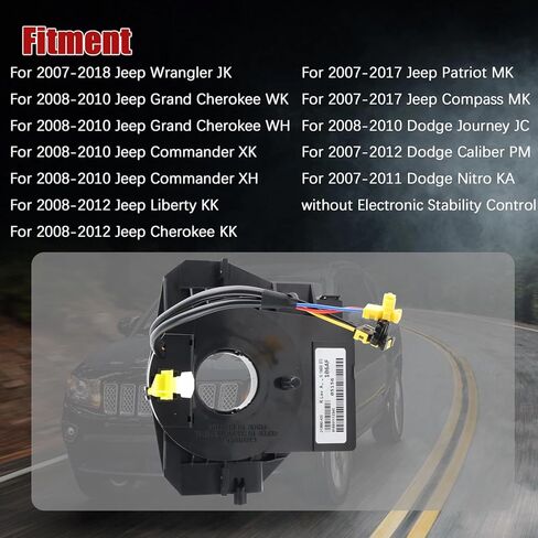 Steering Angle Sensor Fit for 2007-2018 Jeep Wrangler JK / 2008-2010 Jeep Grand Cherokee WK/WH / 2007-2017 Jeep Patriot MK / 2007-2017 Jeep Compass MK, OE 5156106AF in Kuwait