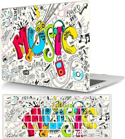 Case Compatible with MacBook Pro 14 inch 2022 2021 Model A2442 M1 Pro/ M1 Max, Plastic Hard Shell Case & Keyboard Cover Compatible with Mac Pro 14 Retina with Touch ID, Creative Music in Saudi Arabia