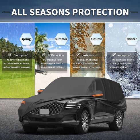 X AUTOHAUX Car Cover Outdoor Waterproof Sun Rain Snow Hail Protection with Left Side Door Zipper 210D-PU for Genesis GV80 in Saudi Arabia