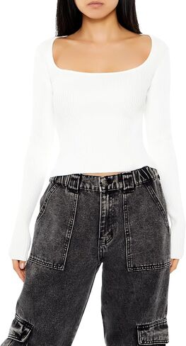 Forever 21 Women's Cropped Rib-Knit Sweater in Saudi Arabia