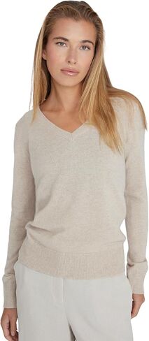 Style Republic Women's 100% Cashmere V-Neck Sweater, Regular Fit, Premium Knit Jumper for Autumn and Winter, Sand, Size Large, L in Saudi Arabia