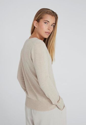 Style Republic Women's 100% Cashmere V-Neck Sweater, Regular Fit, Premium Knit Jumper for Autumn and Winter, Sand, Size Large, L in Saudi Arabia