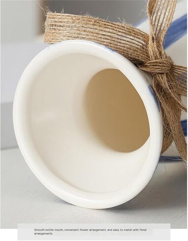 Modern simple blue striped ceramic vase, creative bow desktop dried flower bouquet Nordic vase decoration ornaments 3.9"" x 7.9""(Yellow) in Saudi Arabia