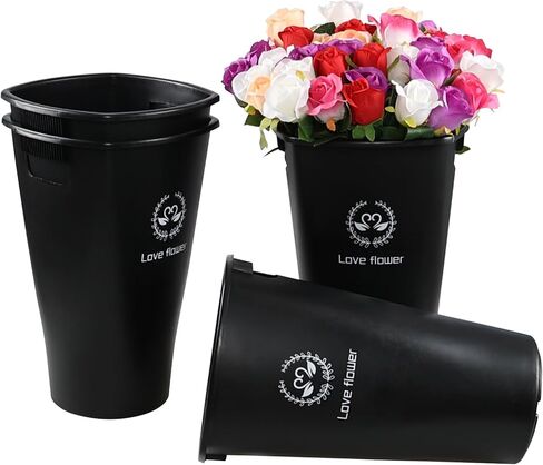 مزهرية زهور بطول 40.64 سم من Xyskin، مزهرية بلاستيكية مزخرفة للديكور المركزي ورف المدخل وديكور طاولة غرفة المعيشة، مزهرية للزهور، أسود in Kuwait