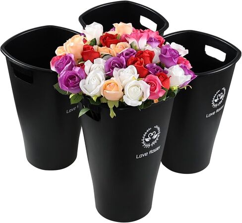 مزهرية زهور بطول 40.64 سم من Xyskin، مزهرية بلاستيكية مزخرفة للديكور المركزي ورف المدخل وديكور طاولة غرفة المعيشة، مزهرية للزهور، أسود in Kuwait