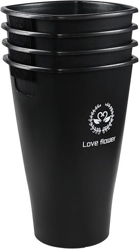 مزهرية زهور بطول 40.64 سم من Xyskin، مزهرية بلاستيكية مزخرفة للديكور المركزي ورف المدخل وديكور طاولة غرفة المعيشة، مزهرية للزهور، أسود in Kuwait