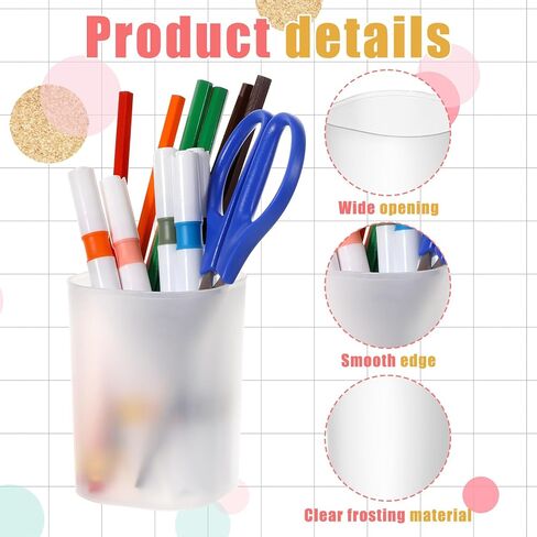 24 Pack Translucent Pen Holder Pencil Cups for Desk Organizers and Storage Stationery Plastic Matte Pencil Holder Cups Ins Style Transparent for Office Home Supplies in Kuwait