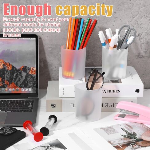 24 Pack Translucent Pen Holder Pencil Cups for Desk Organizers and Storage Stationery Plastic Matte Pencil Holder Cups Ins Style Transparent for Office Home Supplies in Kuwait