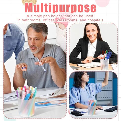 24 Pack Translucent Pen Holder Pencil Cups for Desk Organizers and Storage Stationery Plastic Matte Pencil Holder Cups Ins Style Transparent for Office Home Supplies in Kuwait