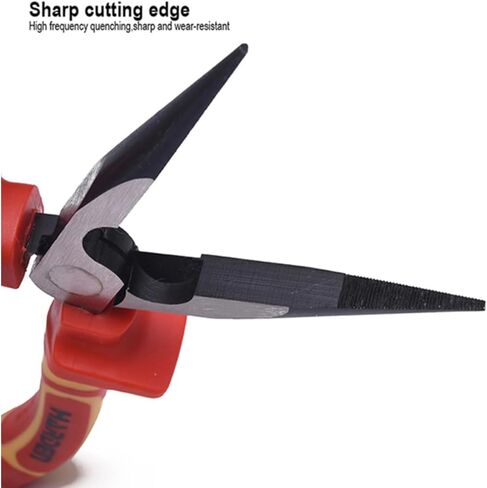 Edward Tools Pro Insulated Long Nose Pliers 6" - 1000V Safe Needle Nose Pliers for Electricians Use - VDE/GS Certified - Heavy Duty CRV Steel with Ergo Handle - Sharp Cutting Edge - Black Finish in Saudi Arabia