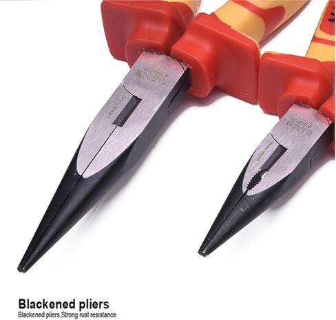 Edward Tools Pro Insulated Long Nose Pliers 6" - 1000V Safe Needle Nose Pliers for Electricians Use - VDE/GS Certified - Heavy Duty CRV Steel with Ergo Handle - Sharp Cutting Edge - Black Finish in Saudi Arabia