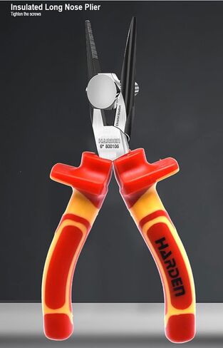 Edward Tools Pro Insulated Long Nose Pliers 6" - 1000V Safe Needle Nose Pliers for Electricians Use - VDE/GS Certified - Heavy Duty CRV Steel with Ergo Handle - Sharp Cutting Edge - Black Finish in Saudi Arabia