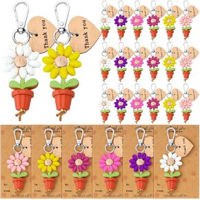 Nosiny 6 Set Daisy Teacher Appreciation Keychain Gifts Bulk Thank You for Helping Me Grow Flower Keychain with Card Bag for Party Favors in Saudi Arabia
