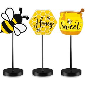 3 قطع من Yerliker مجموعة مكعبات خشبية صغيرة على شكل نحلة صغيرة من قطع مركزية لطاولة قرص العسل الصغيرة قائمة بذاتها على شكل نحلة ريفية لتزيين صينية الصيف المتدرجة لتزيين حفلات الربيع والصيف in Kuwait