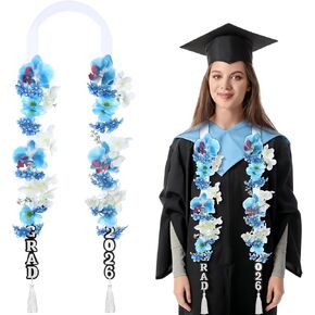 2026 Graduation Leis Hawaiian Flower Lei Necklace Ribbon Garland 2026 Grad Gifts Artificial Flower Wreath for School College Senior Night Party Gift Accessories Photo Prop(Pink) in Kuwait