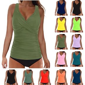 Swimsuits for Women 2026 Tankini Tummy Control Womens Bathing Suits Sexy V Neck Twist Push Up Tankini Swim Suits in Saudi Arabia