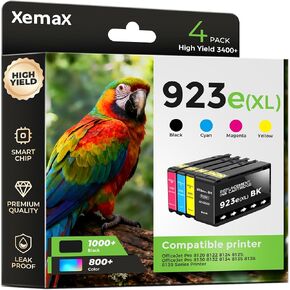 4 خراطيش حبر 923e متوافقة مع حبر HP 923XL 923 HP923e متوافقة مع طابعات HP OfficeJet Pro 8135e 8138e 8139e 8122e 8120 8123 8130 8133، أسود سماوي أرجواني أصفر (3500 صفحة) in Kuwait