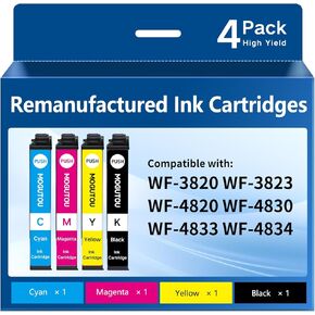 Remanufactured for 822XL Printer Ink for Epson 822XL Ink Cartridges Combo Pack for Workforce Pro WF-4830 WF-4833 WF-4834 WF-3820 WF-3823 WF-4820 Printer (1 Black 1 Cyan 1 Magenta 1 Yellow) in Kuwait