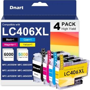 LC406XL LC406 Ink Cartridges for Brother Printer Replacement for LC406 XL LC 406XL LC406XL Work for MFC-J4335DW MFC-J5855DW MFC-J6555DW MFC-J4535DW MFC-J6955DW MFC-J4345DW MFC-J5955DW Printer (4 Pack) in Kuwait