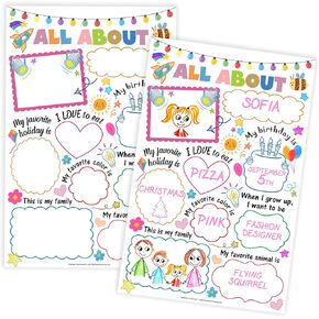 ورشة عمل DeeDee's 25 ملصقًا للفصل الدراسي All About Me - مقاس 11 × 17 بوصة، لوحة فنية جدارية تعليمية بالألوان الكاملة للطلاب (الإنجليزية) in Kuwait